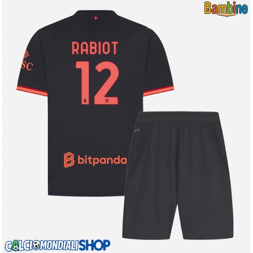 Maglie da calcio AC Milan Adrien Rabiot #12 Terza Maglia Bambino 2026-27 Manica Corta + Pantaloni corti)